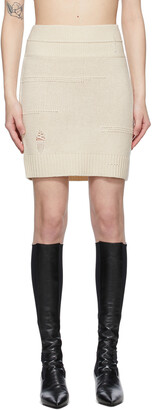 Helmut Lang Beige Distressed Miniskirt