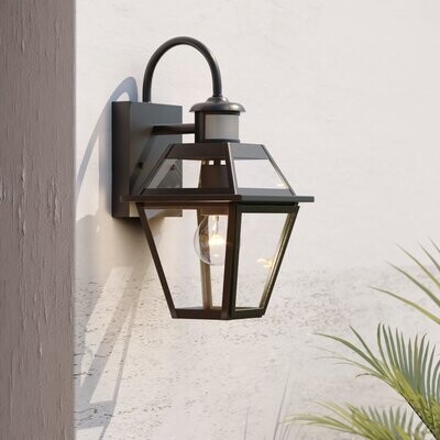 Lark Manor Andrianna Textured Black 1 - Bulb 14.25" H Outdoor Wall Lantern  with Dusk to Dawn - ShopStyle