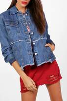 Thumbnail for your product : boohoo Jodie Frayed Seam Oversized Denim Jacket