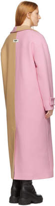MSGM Beige and Pink Two-Tone Long Coat