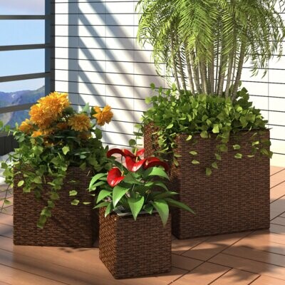 East Urban Home 3 - Piece Polyrattan Planter Box Set - ShopStyle Garden  Decor