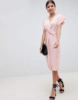Thumbnail for your product : ASOS DESIGN twist midi dress with kimono sleeve