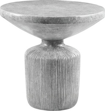 17 Stories 21.29\" Inches Long Weathered Grey Cement End Table With Pedestal Style For Living Room Decor