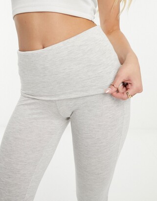 Miss Selfridge low rise deep fold over waistband flare legging in gray  heather - ShopStyle