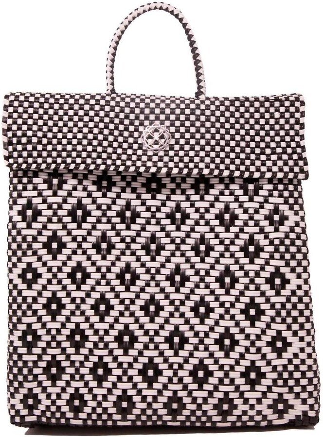 Lola's Bag Women's Small Handmade Aztec Backpack In Black/white