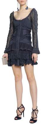 Zimmermann Ruffled Lace-Paneled Broderie Anglaise Silk Mini Dress