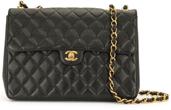 Chanel Pre Owned 2002 Jumbo XL Classic Flap shoulder bag - ShopStyle