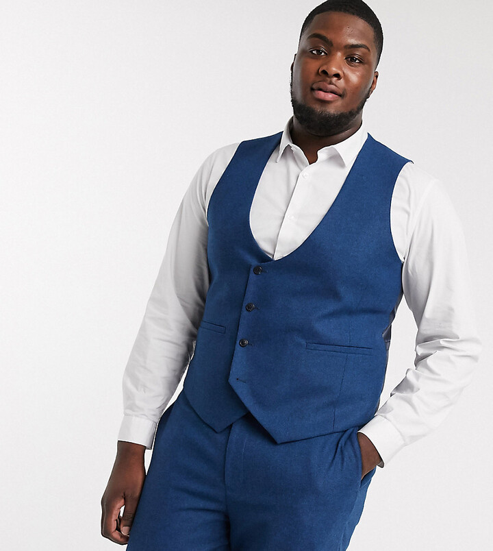 Harry Brown Plus slim fit wedding summer tweed suit suit vest - ShopStyle