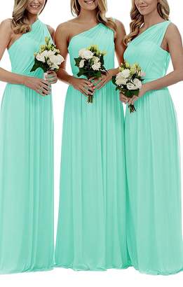 Staypretty Women's Long One Shoulder Bridesmaid Gown Asymmetric Prom Evening Dress 20