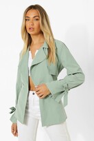 Thumbnail for your product : boohoo Tie Cuff Detail Belted Trench Coat