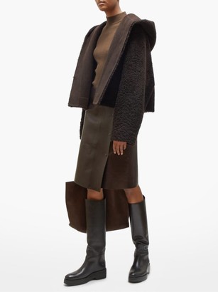 The Row Narai Asymmetric Leather Skirt - Dark Brown