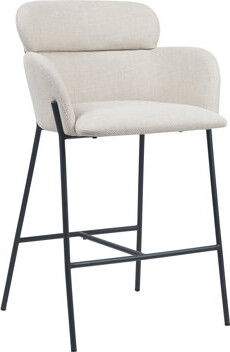 Latitude Run Azalea Upholstered Ivory Performance Fabric Counter Stool