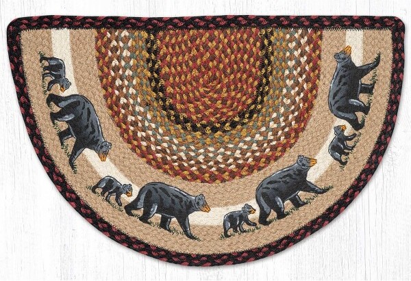 Earth Rugs EarthRugsBurgundyMamaBear&BabyBearPrintedSliceTread18"x29"–RusticCabinAccent