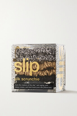 Slip Set Of Six Skinny Silk Hair Ties - Animal print