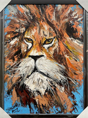 Exotic India Lion Abstract | Acrylics On Canvas | With Frame | By Jashanpreet Kaur