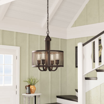 Trent Austin Design Holbeach 4 - Light Candle Style Drum Chandelier
