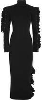 Thumbnail for your product : Preen by Thornton Bregazzi Amber Ruffled Ribbed Wool Midi Dress - Black
