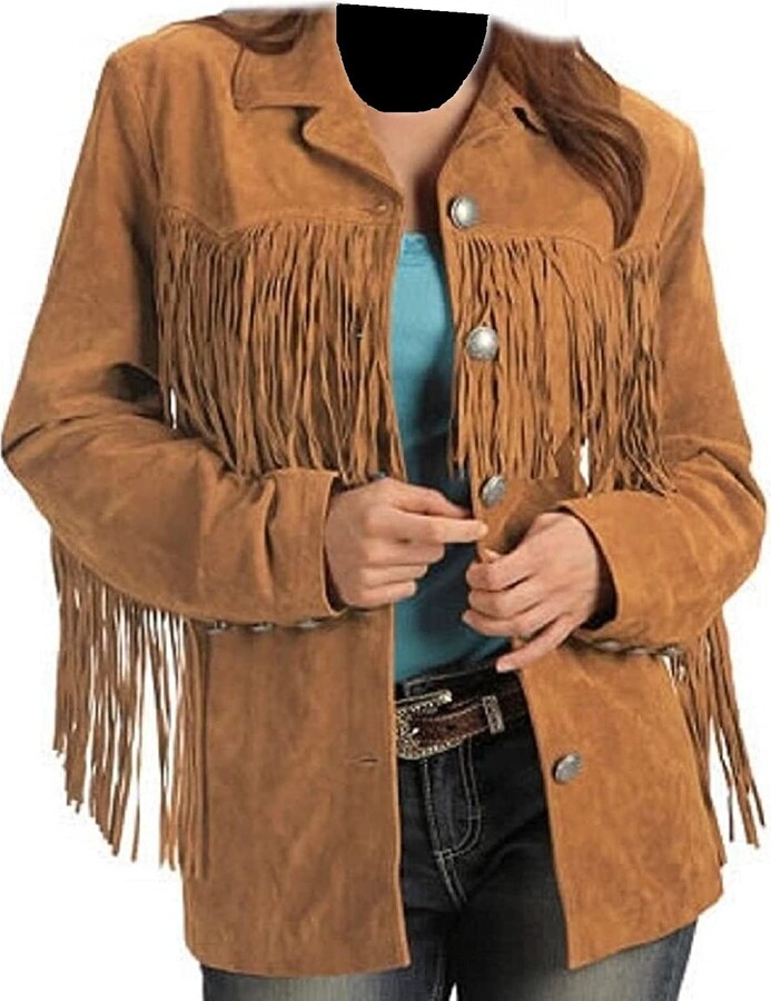 ladies fringed leather jacket