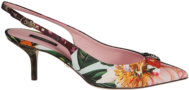Dolce & Gabbana Side Buckle Slingback Floral Pumps - ShopStyle Heels