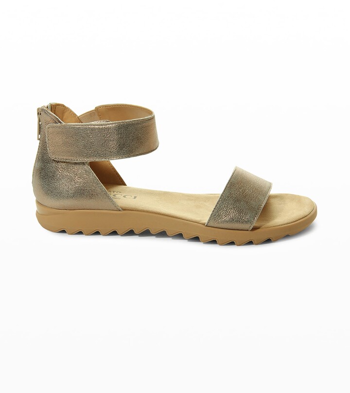 Sesto Meucci Metallic Ankle-Strap Flat Sandals - ShopStyle