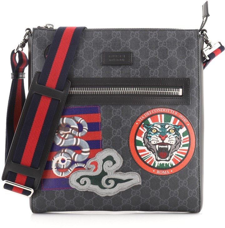 Gucci Night Courrier Zip Messenger GG Coated Canvas with Applique