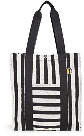Details about   Gothic Black and White Striped Handbag Womens Zipper Stripe Chain Rivet Tote Bag