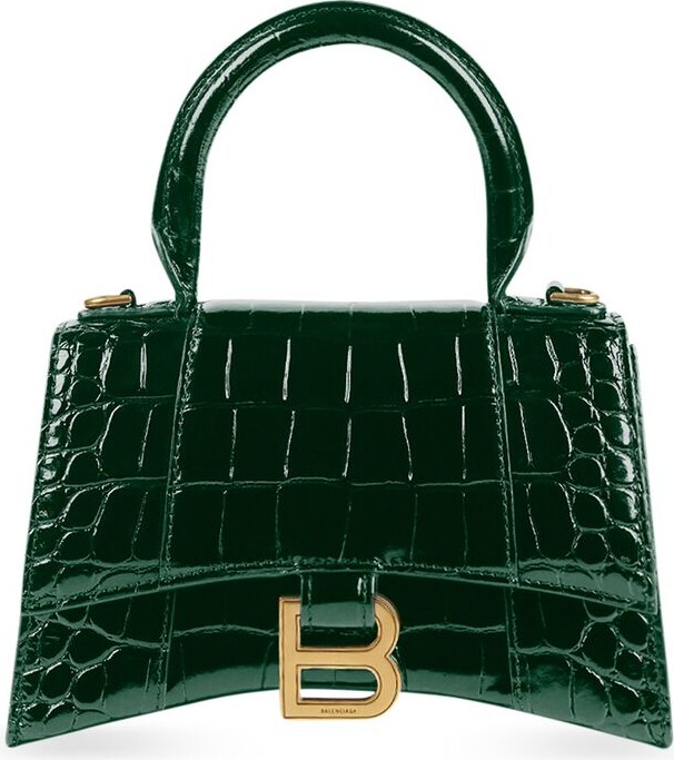 Balenciaga Hourglass Xs Handbag Crocodile Embossed - ShopStyle Shoulder ...