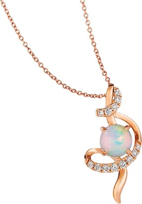 LeVian 14K Strawberry Gold®, Nepolitan Opal™ & Vanilla Diamond® Pendant Necklace