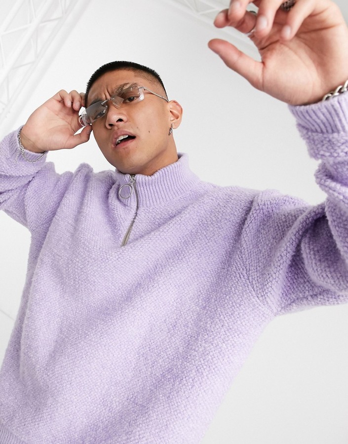 purple quarter zip sweater