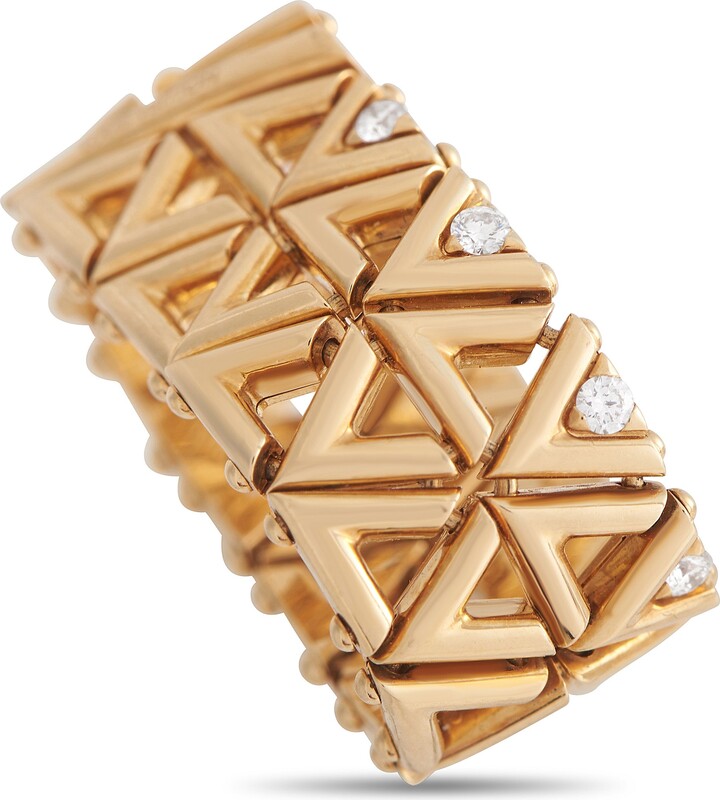 Louis Vuitton Gold Tone Crystal Gamble Ring Size 49