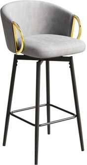 4pcs Velvet Swivel Bar Chairs, 360° Rotation, Comfortable For Bars, Restaurants, Dining Tables, Offices, Grey+gold, Easy To Clean And Assemble Of 4 Mo