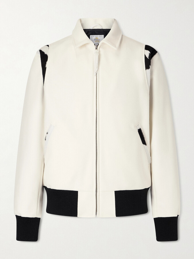 GoldenBear The Hayes Cow-Print Wool-Blend Varsity Jacket