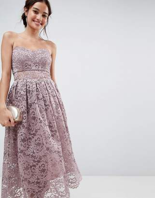 ASOS Design DESIGN bandeau lace midi prom dress