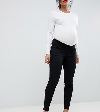 ASOS Maternity ASOS DESIGN Maternity high rise ridley 'skinny' jeans in clean black with under the bump waistband