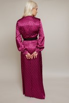 Thumbnail for your product : Little Mistress Tasmin Mulberry Polka-Dot Asymmetric Maxi Wrap Dress