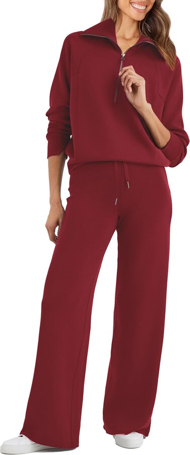 Glamaker Womens Piece Outfits Sweatsuit Set Oversized Half Zip