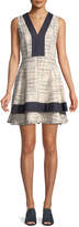 Thumbnail for your product : Derek Lam 10 Crosby Tiered V-Neck Mini Dress w/ Denim Contrast