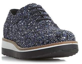 Dune Ladies FLEEK Glitter Flatform Shoe in Blue Size UK 3