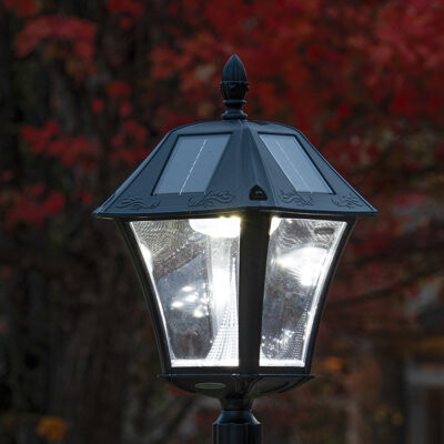 Gama Sonic Baytown II Black Solar Powered LED 3in Fitter Pier Wall Outdoor Light