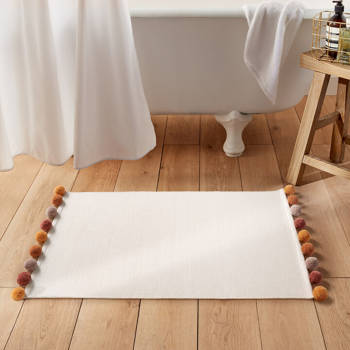 La Redoute Interieurs Pompons Woven Cotton Bath Mat ShopStyle