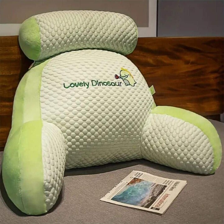 Shatex 24 in. x 16 in. Green Iced Bean Dinosaur Sofa Throw Pillow with Arms for Bed Relaxation.