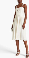 Thumbnail for your product : ML Monique Lhuillier Ruched plissé jacquard midi dress