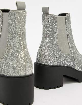 ASOS Design DESIGN Revival chunky chelsea boots in glitter