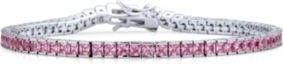 Bling Jewelry 10ct Simple Classic Cubic Zirconia Square Light Pink Princess Cut Cz Tennis Bracelet Prom Sterling Silver