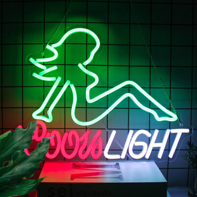 Ivy Bronx Crs Light Neon Sign Beer LED Signs For Cave Bar Decor Green Lady LED Neon Lights Signs Bar Neon Sign Wall Art Neon Light For Bedroom Beer Pub Cave Res