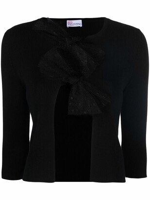 RED Valentino Bow-Detail Ribbed Cardigan