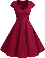 Thumbnail for your product : Bbonlinedress Women's 50s 60s A Line Rockabilly Dress Cap Sleeve Vintage Swing Party Dress Black XL