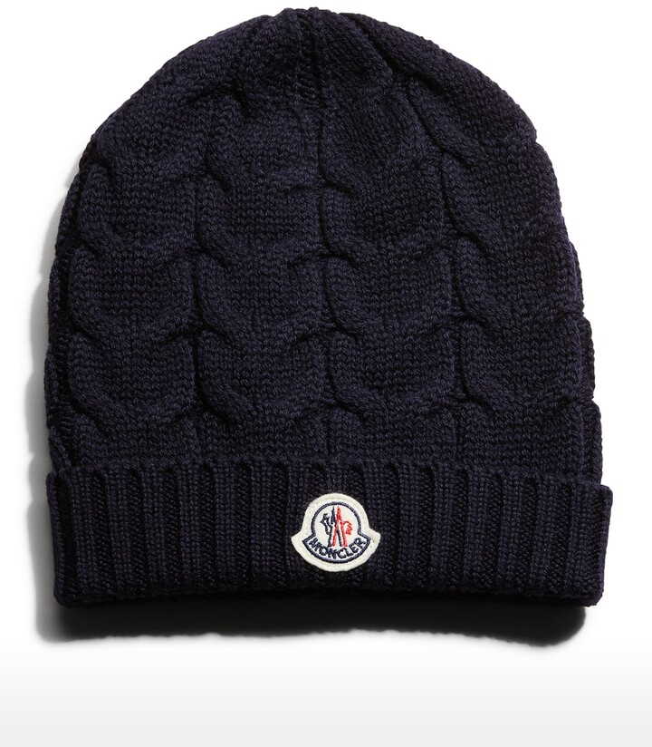 Moncler Kid's Cable-Knit Logo Virgin Wool Beanie Hat - ShopStyle Boys'  Accessories