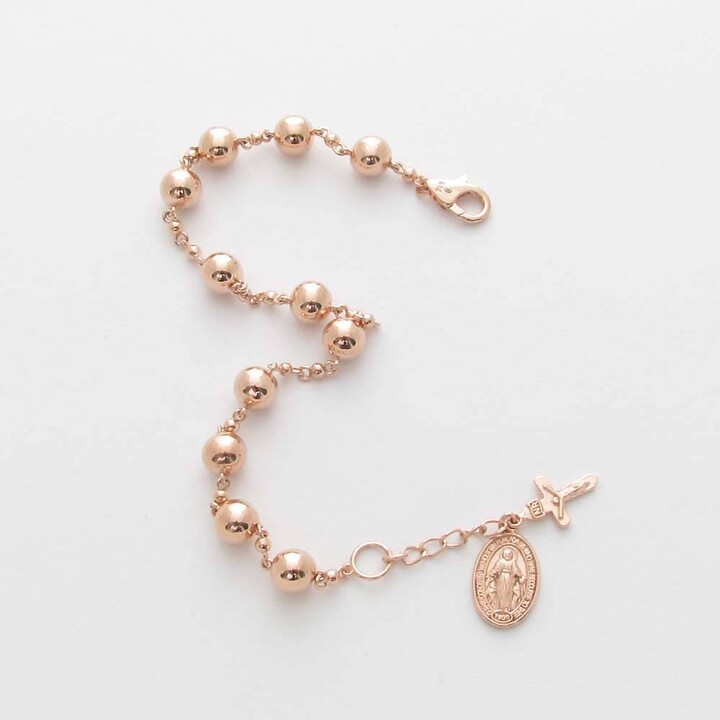 Etsy Rbg601 14K 18K Rosary Solid Gold Bracelet 6mm 17.5~19.5cm | 6.9\
