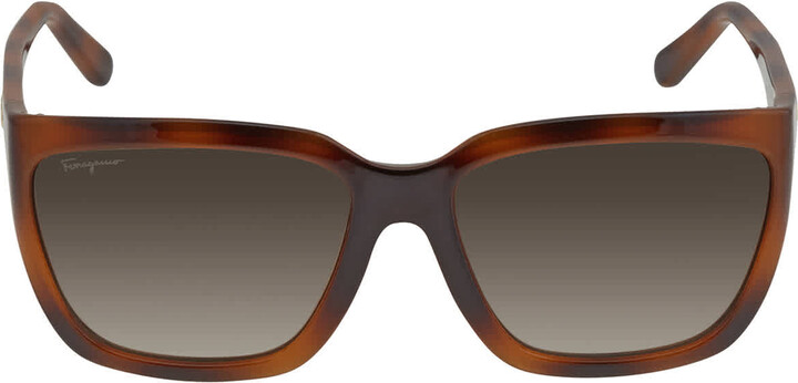 Ferragamo Grey Rectangular Ladies Sunglasses SF1018S 214 59